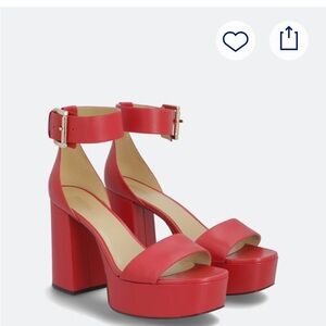 Michael Michael Kors Tara Red Leather Platform Sandals | Size 9.5
